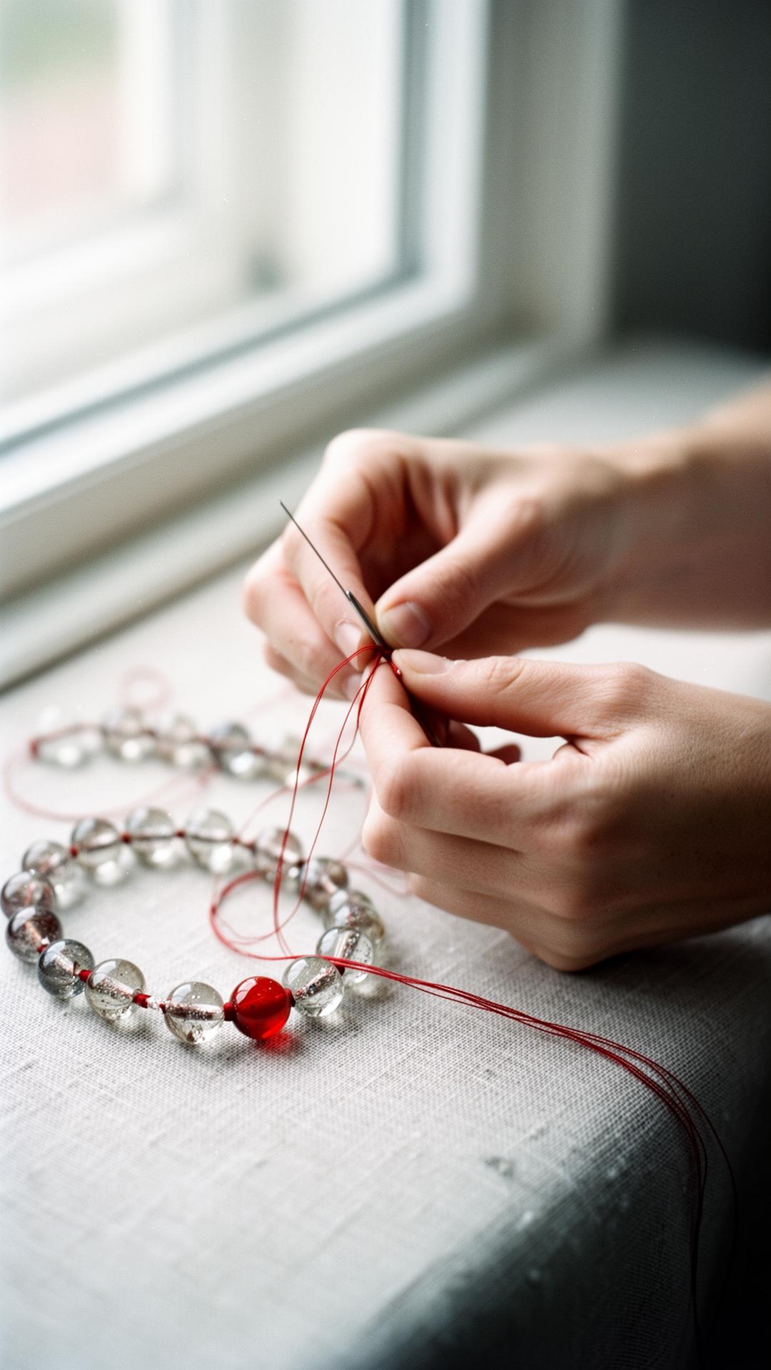 A pair of hands tying a knot