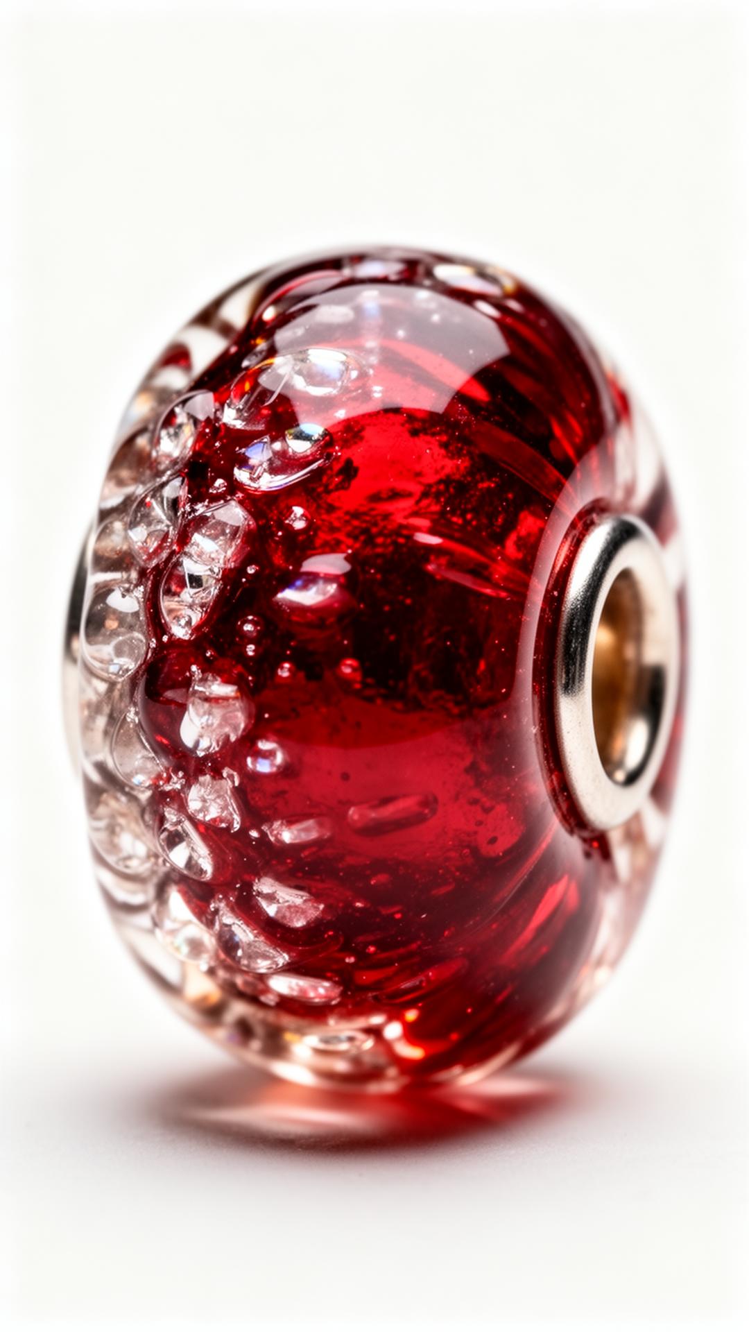 Macro of red Murano glass bead